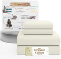 SupremeElegence SUPREME ELEGANCE 4Pc 100% Organic Cotton Full Size Sheets Set, Light Ivory, Cooling Percale, Deep Pocket Fitted Sheet, Fits…