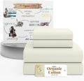 SupremeElegence SUPREME ELEGANCE 4Pc 100% Organic Cotton King Size Sheets Set, Light Ivory, Cooling Percale, Deep Pocket Fitted Sheet, Fits…