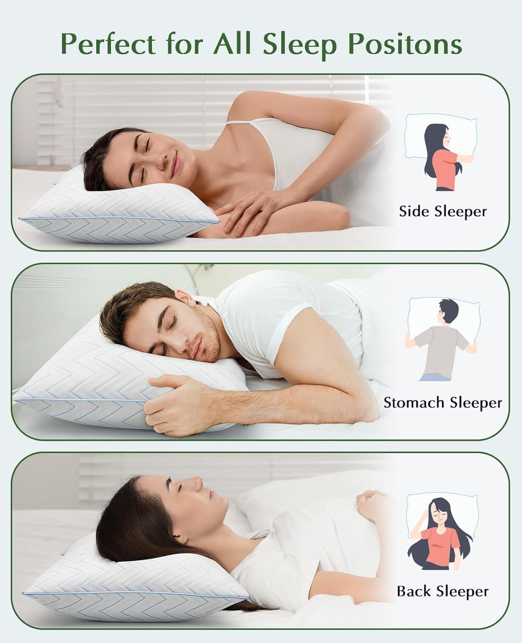 Dioris King Size Pillows Set of 2 - Hotel-Quality Down Alternative Bed Pillows for Back, Side & Stomach Sleepers, Cooling Breathable Microf…
