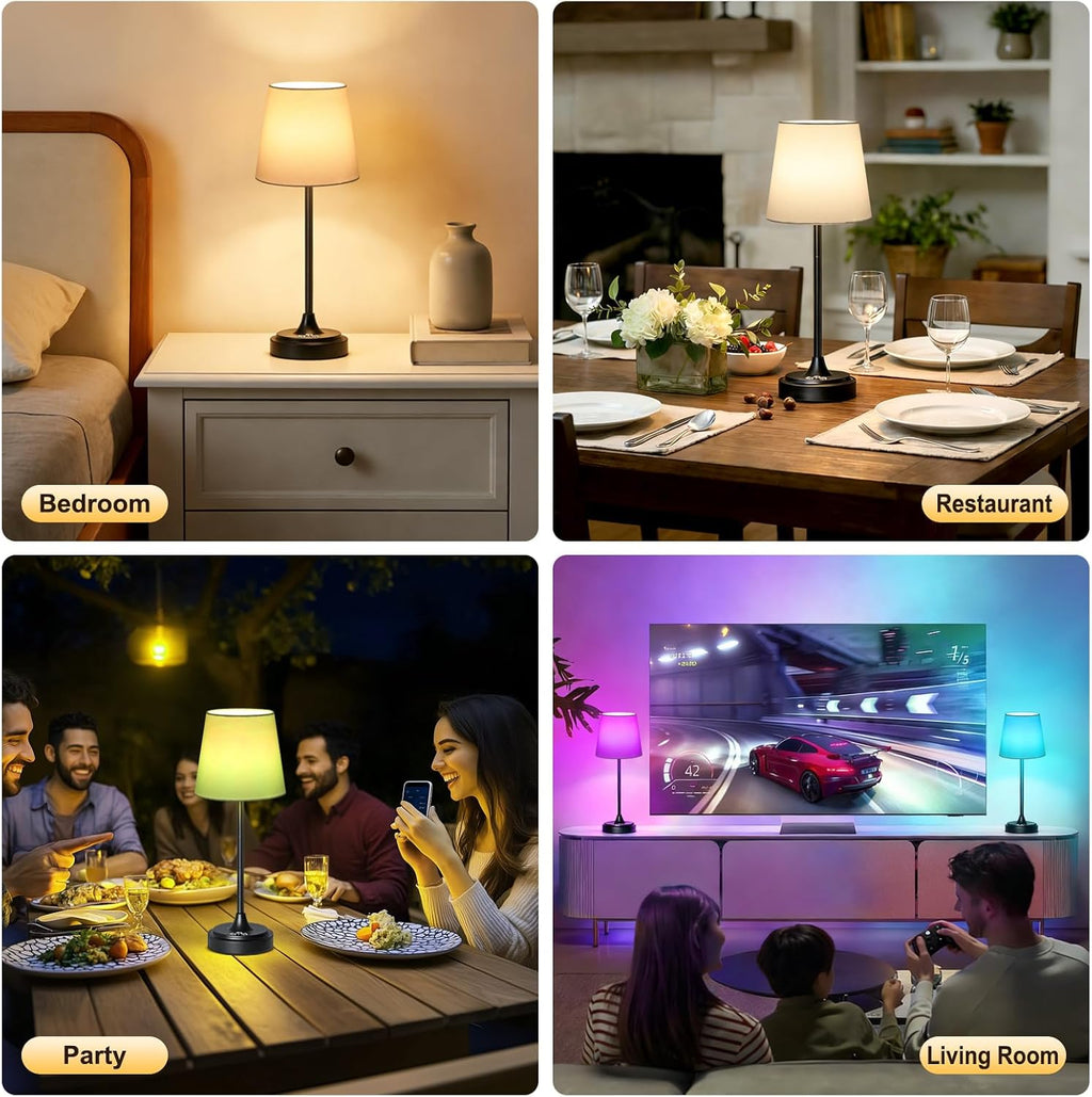 Wowag Cordless Table Lamp Rechargeable,5000mAh Battery Operated Desk Lamp,3 Colors & 7 RGB Stepless Dimmable, Touch Control Ambient Light…