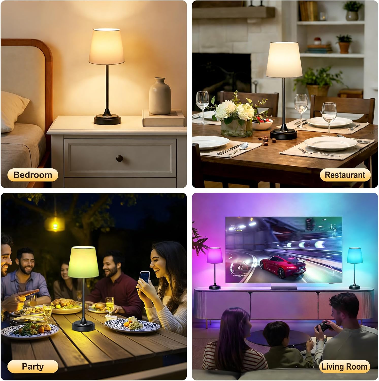 Wowag Cordless Table Lamp Rechargeable,5000mAh Battery Operated Desk Lamp,3 Colors & 7 RGB Stepless Dimmable, Touch Control Ambient Light…