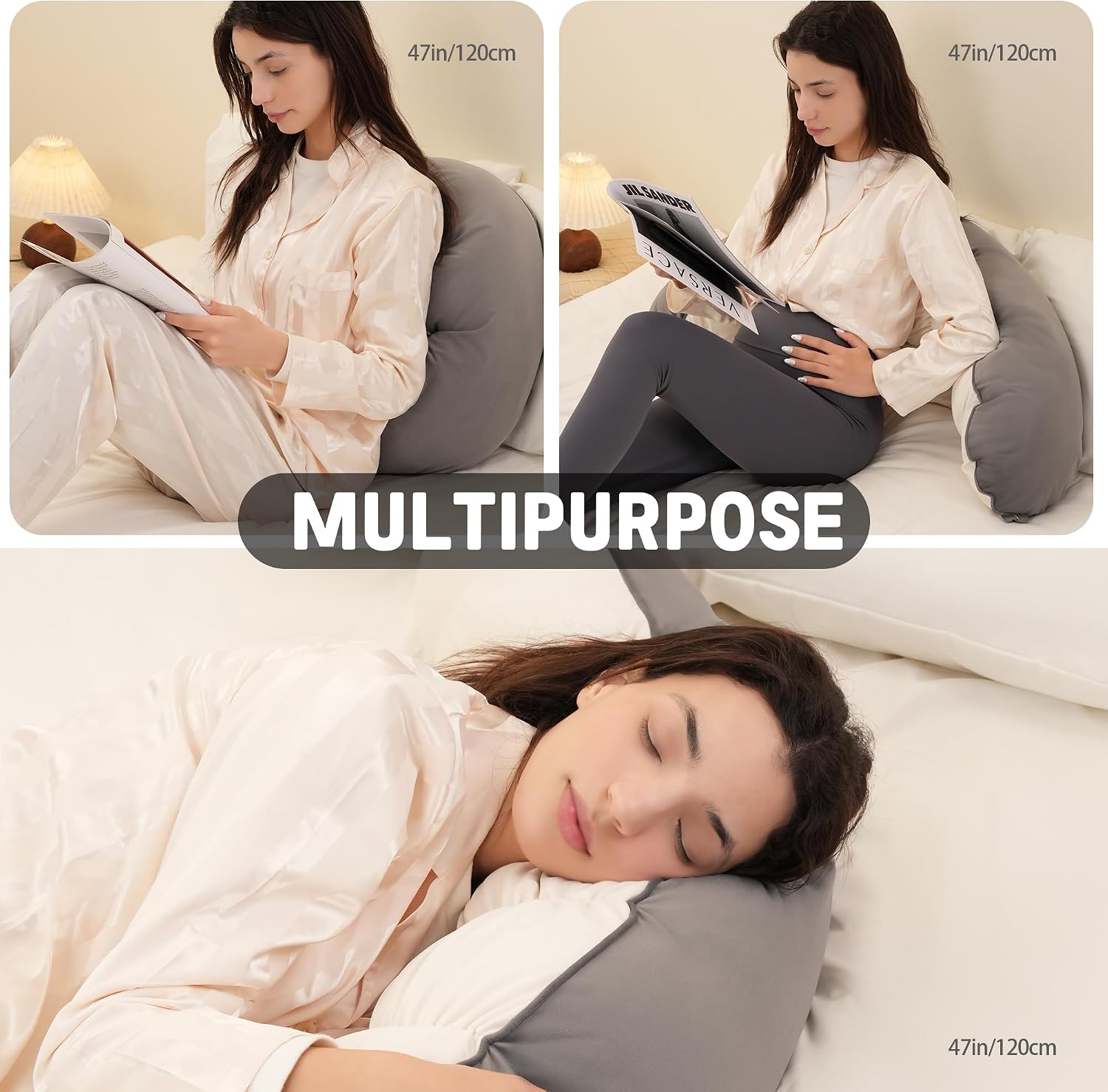 Peallow(Pat. Pend) – Long Round Body Pillow for Adults, Bolster Pillow for Sleeping, Soft and Supportive Pillow for Sleeping & Lumbar…