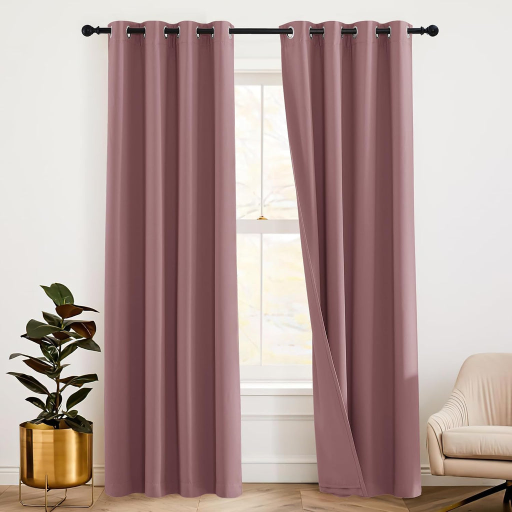 Rybhome RYB HOME Noise Cancelling Curtains - 3 Layers Total Blackout Curtains Grommet Heavy Duty Drapes Thermal Insulated Energy Efficiency…