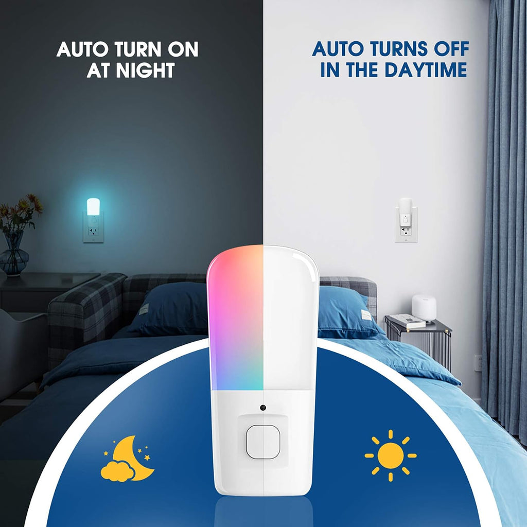 L LOHAS LED Night Light Kids, Plug in LED Night Lights for Kid, 9-Color Changing, Bright Nightlight with Dusk to Dawn Sensor, Plug-in…