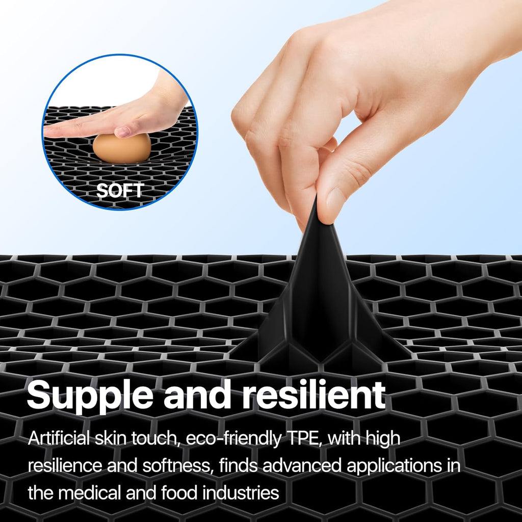Gel Seat Cushion, Cooling Thick Big Breathable Honeycomb Design Absorbs Pressure Points Seat Cushion with Non-Slip Cover for Office Chair…