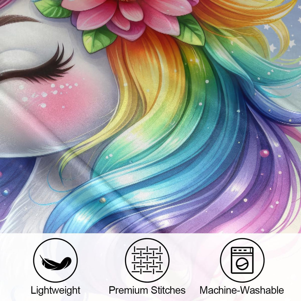Unicorn Rainbow Animal Satin Silk Pillowcase for Hair and Skin Pillow Cases King Size Soft Silk Pillow Case with Envelope Closure Print…