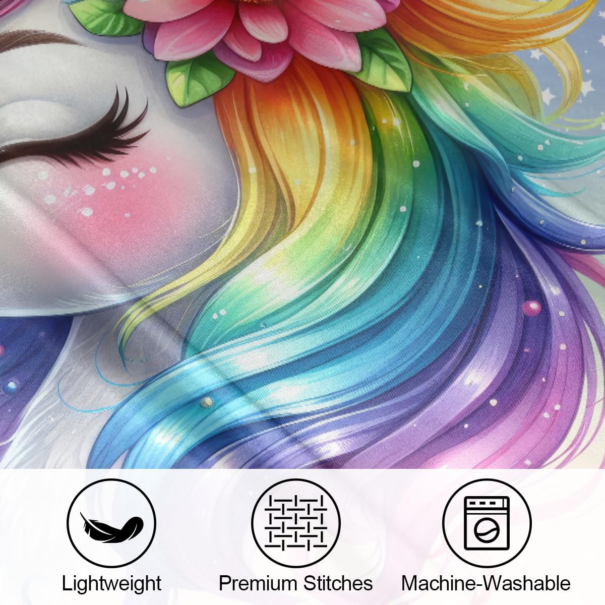 Unicorn Rainbow Animal Satin Silk Pillowcase for Hair and Skin Pillow Cases Standard Size Soft Silk Pillow Case with Envelope Closure…