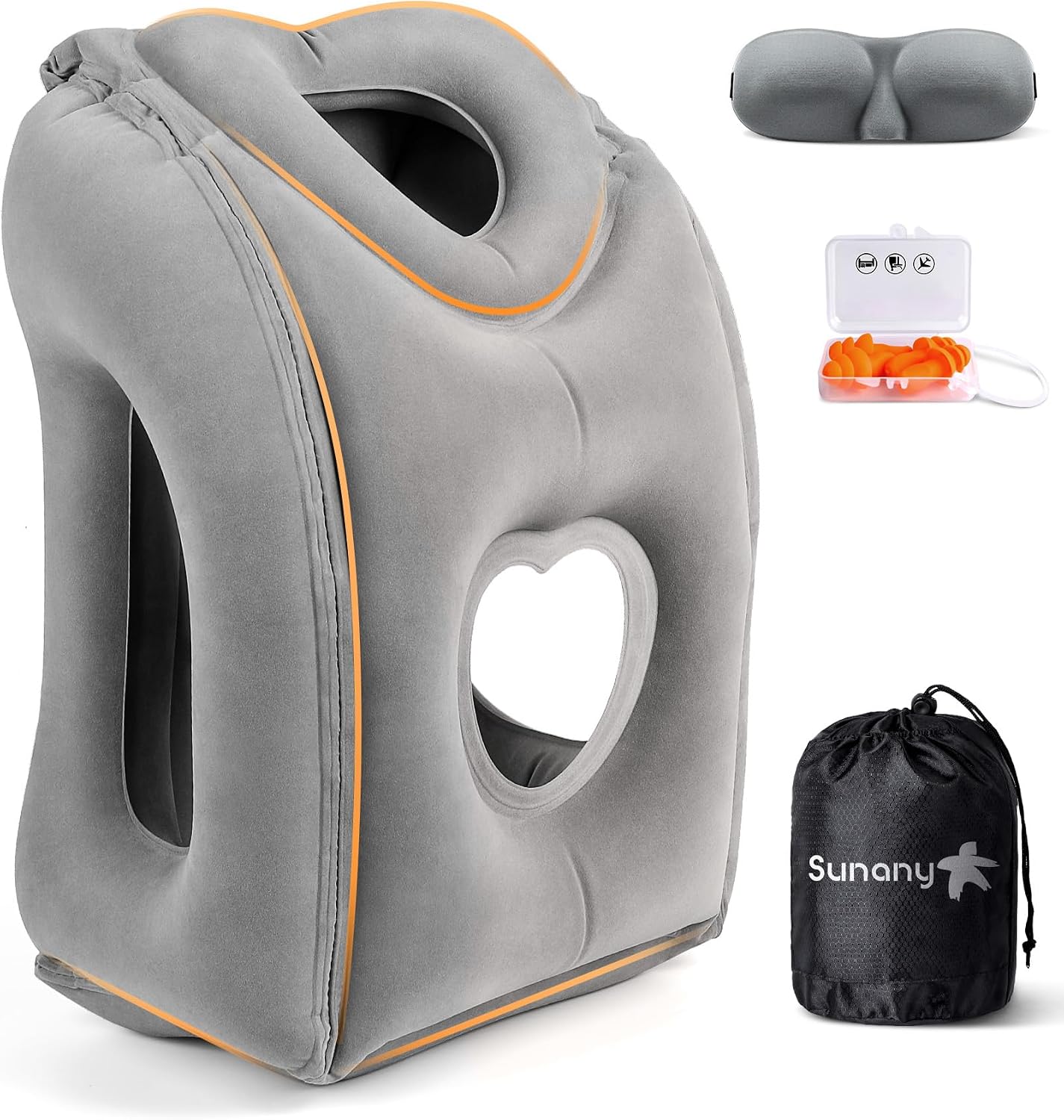 Sunany Travel Pillow, Upgraded Plane Pillow for Long Flights, Inflatable Neck Pillow Used for Airplanes, Cars, Buses, Trains, Office Napping…