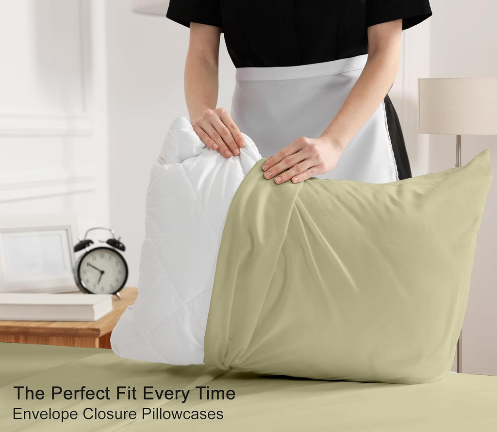 Ruvanti 100% Cotton Percale Sheets Full Size – Crisp Cooling Bed Sheets for Hot Sleepers, Deep Pocket 16”, Soft Breathable & Durable Hotel-…