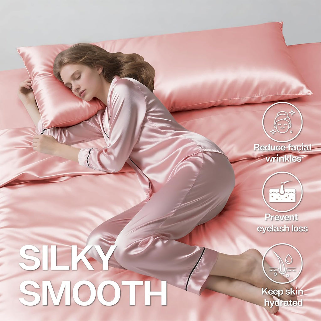 MR&HM Satin Body Pillow Cover, Soft and Breathable Body Pillow Case with Envelope Closure, Cooling and Silky Long Pillowcase for Hair and…
