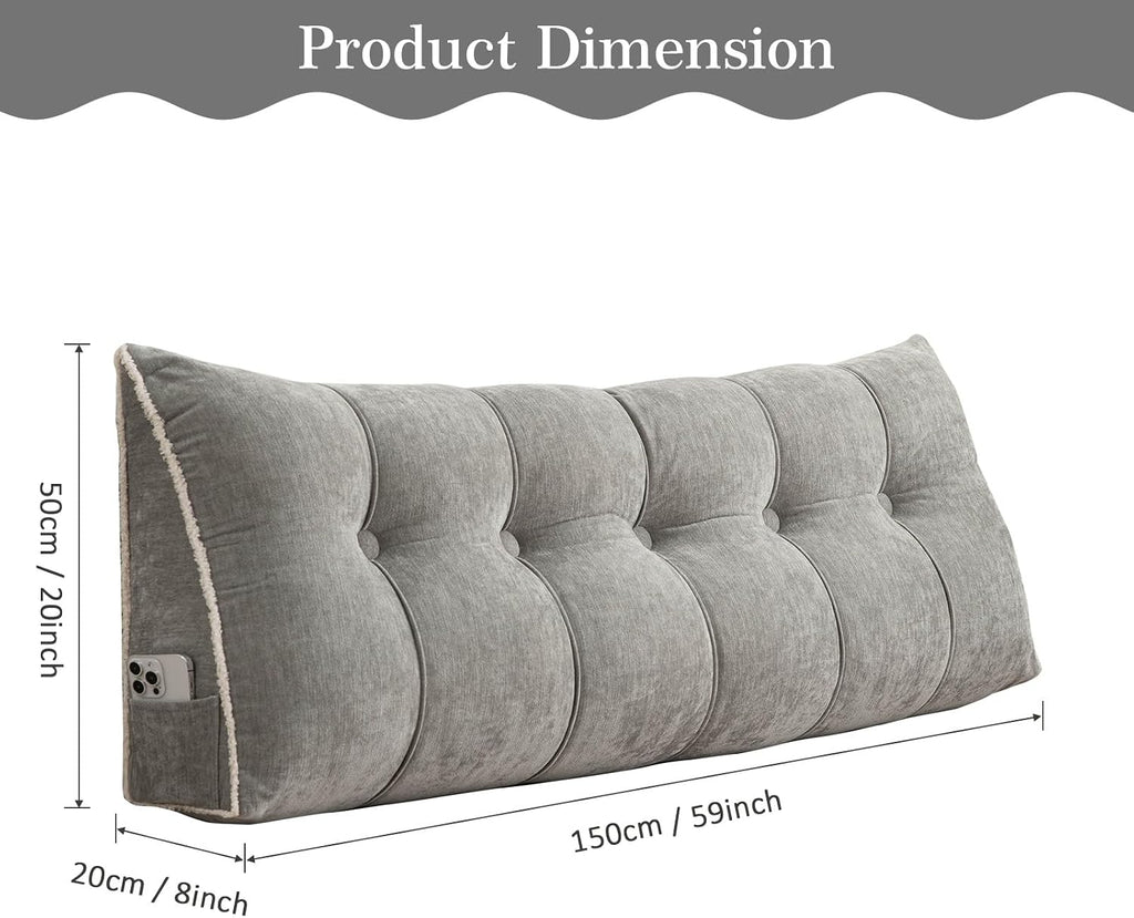 Foreate Headboard Pillow Queen, Chenille Triangular Wedge Pillow Headboard Queen Size, Reading Setting Backrest Daybed Pillows for Sofa…