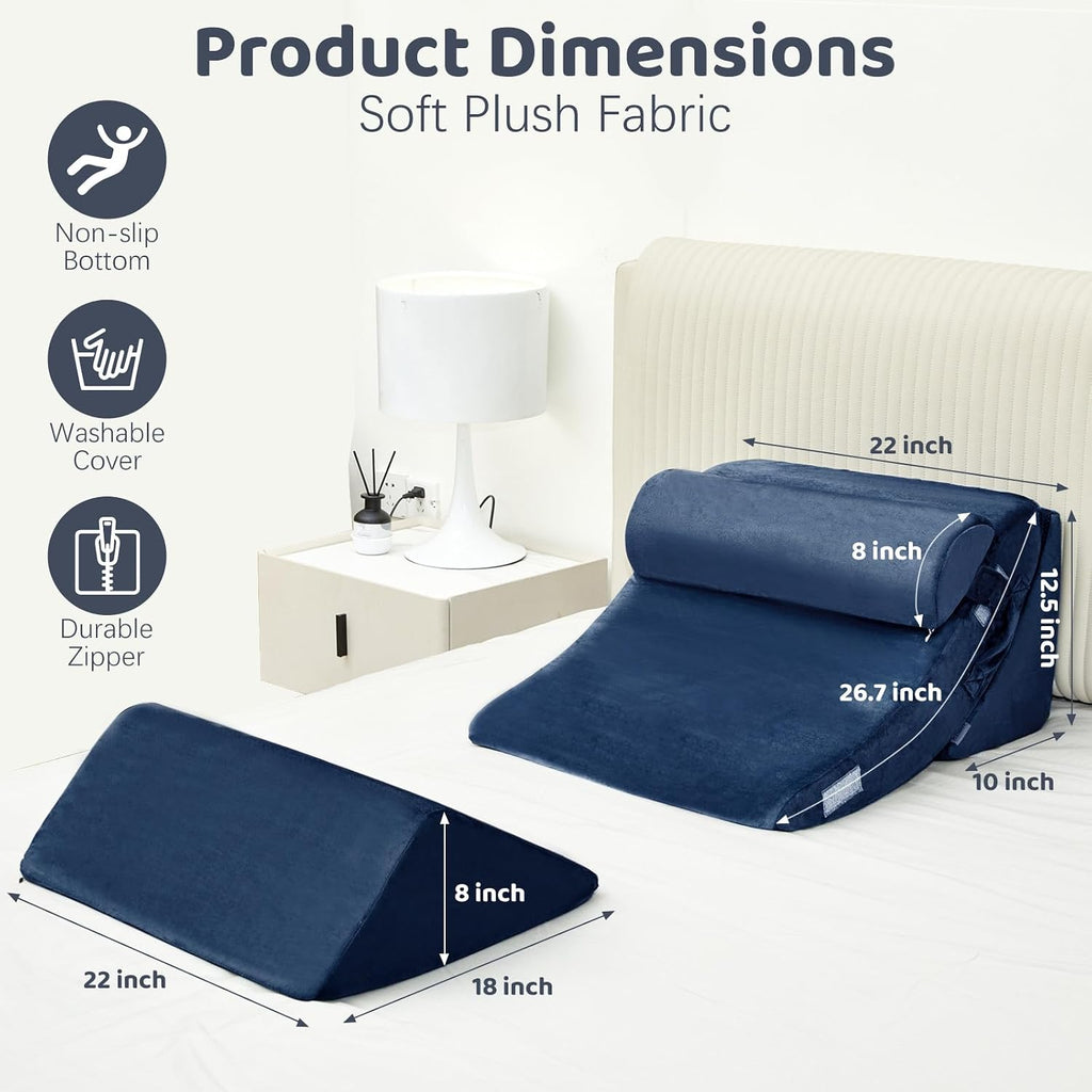 PIASHJOY 4pcs Wedge Pillow Set for After Surgery, Upright Pillows for Sleeping, Foam Wedge for Back and Leg Pain, Wedge Pillows for Aci…