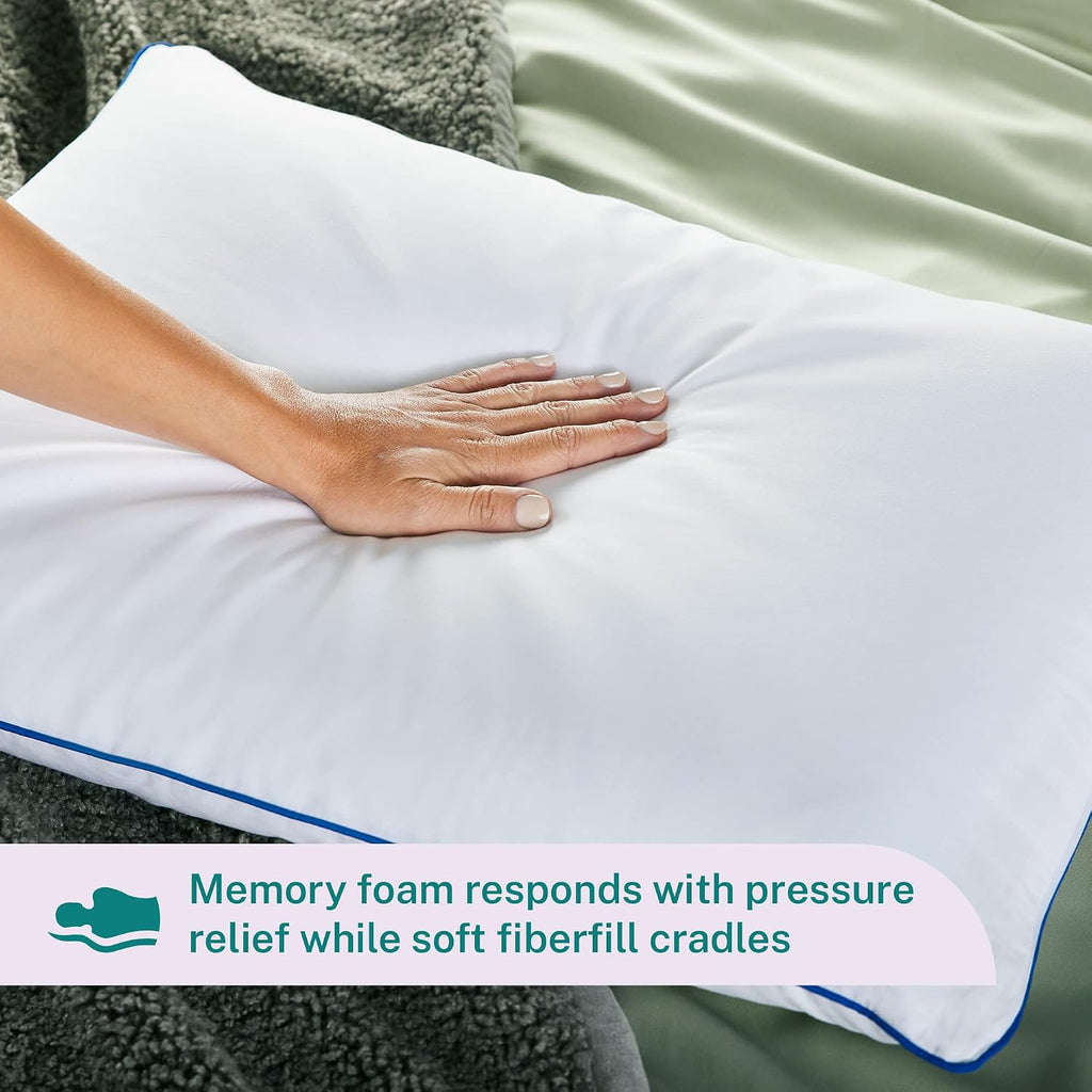 SleepInnovations Sleep Innovations 2-in-1 Memory Foam Pillow and Alternative Down Fiber Fill, King Size, Side, Stomach, and Back Sleepers,…