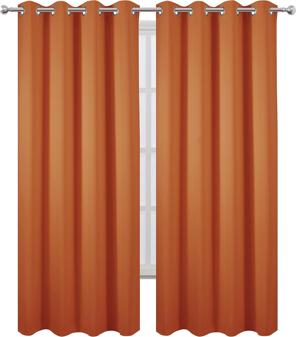 Lemomo Blackout Curtains 66 x 95 inch/Orange Curtains Set of 2 Panels/Thermal Insulated Room Darkening Bedroom Curtains 95 inch silver