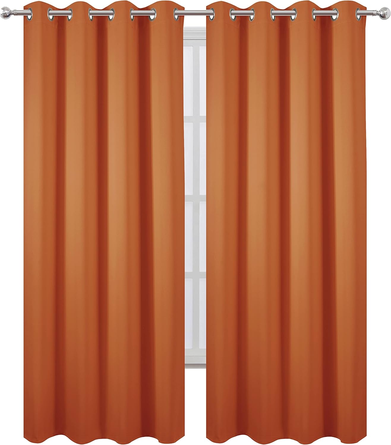 Lemomo Blackout Curtains 66 x 95 inch/Orange Curtains Set of 2 Panels/Thermal Insulated Room Darkening Bedroom Curtains 95 inch silver