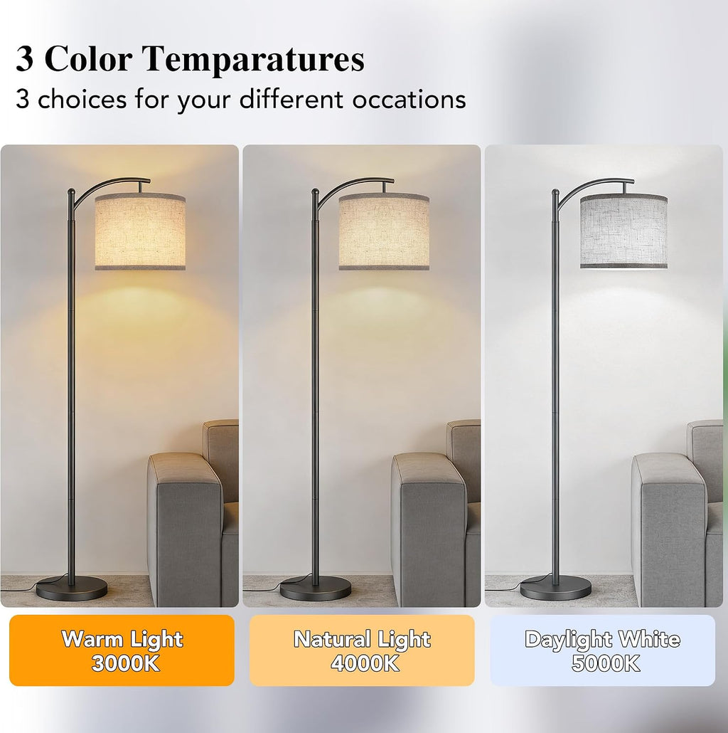Floor Lamp for Living Room with 3 Color Temperatures LED Bulb, Standing Lamp Tall Industrial Floor Lamp Reading for Bedroom, Office (9W…
