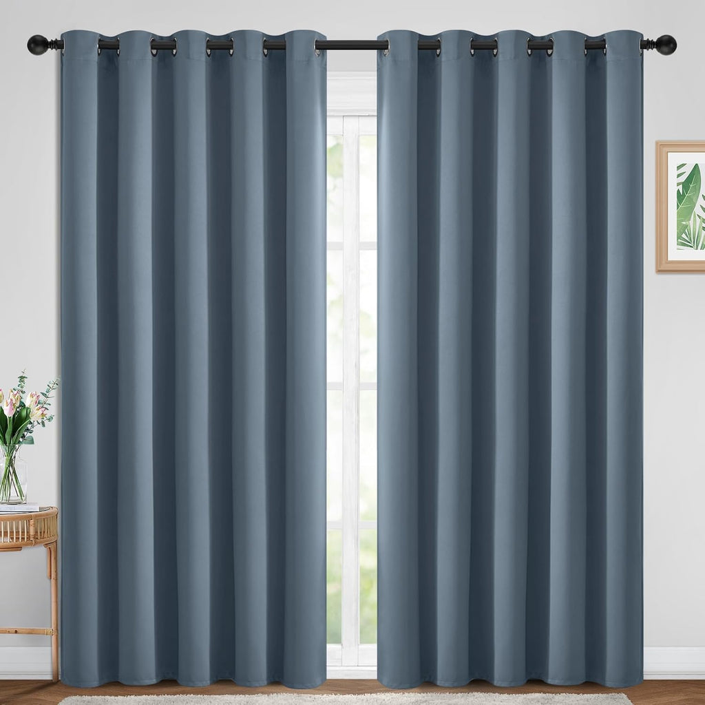Yakamok Blackout Curtains Room Darkening Thermal Insulated Window Panels, Solid Grommet Top Drapes for Bedroom/Living Room(70Wx84L, Stone…