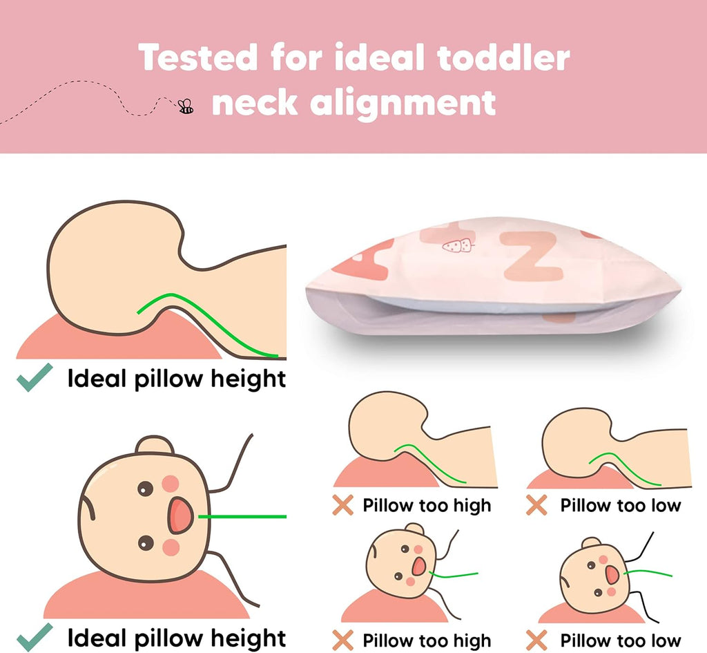Toddler Pillow with Pillowcase - 13x18 My Little Dreamy Kids Travel Bed Pillows for Sleeping, Organic Cotton Small Pillowcase, Soft &…