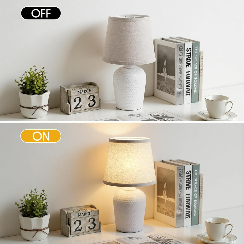 Sucolite 16'' Table Lamps Set of 2, Bedside Nightstand Lamps for Bedroom Kid’s Room, Cute Desk Lamps with Studded Texture Base for…