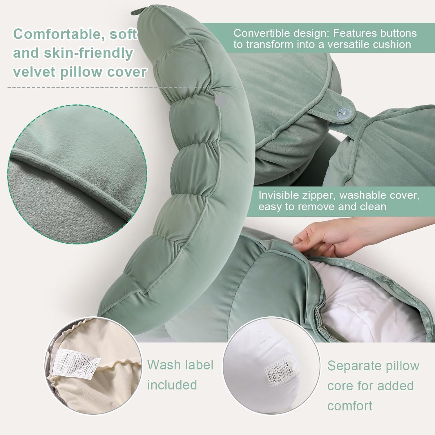 Peallow(Pat. Pend) – Long Round Body Pillow for Adults, Bolster Pillow for Sleeping, Soft and Supportive Pillow for Sleeping & Lumbar…