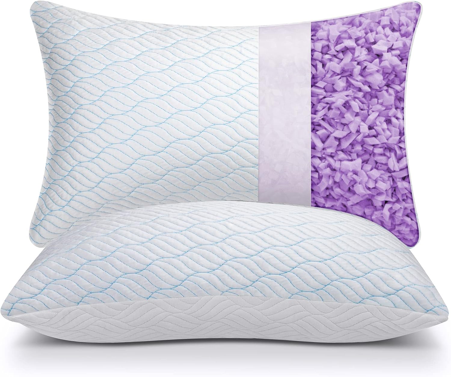 WISHSMILE Cooling King Size Pillows, Pillow King Size Set of 2 Shredded Memory Foam, Cool Cold for Sleeping with Zipper, Adjustable…