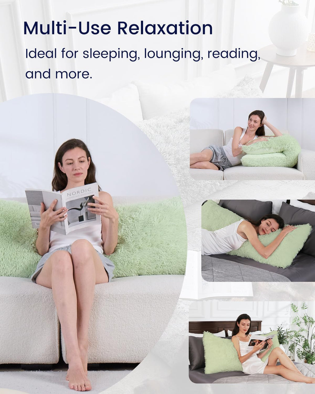 Zonli Fluffy Body Pillow, Full Body Pillows for Adults, Long Pillow for Sleeping with Removable Cover and Adjustable Filling for Side Sleep…