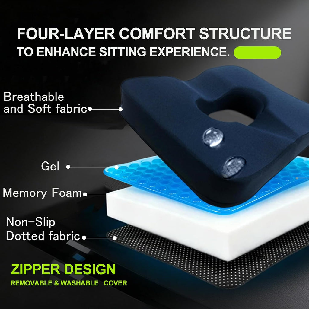FoKon Gel & Memory Foam Wheelchair Seat Cushion, Donut Pillow for Tailbone, Bed Sore Cushions for Butt, Pressure Relief, Sciatica, Coccyx, hemor…