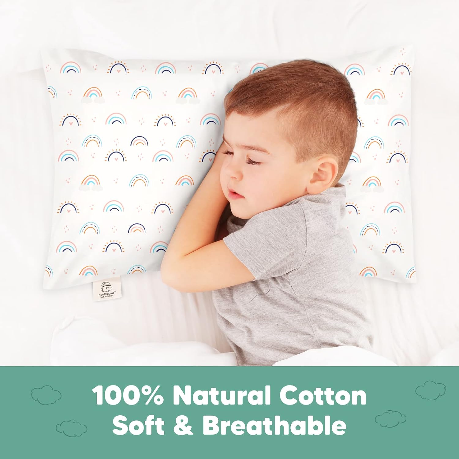 KeaBabies Toddler Pillowcase 13"x18" - Organic Cotton Toddler Pillowcase for Kids, Boys, Girls, Soft & Durable Cotton Cover for Miniature…