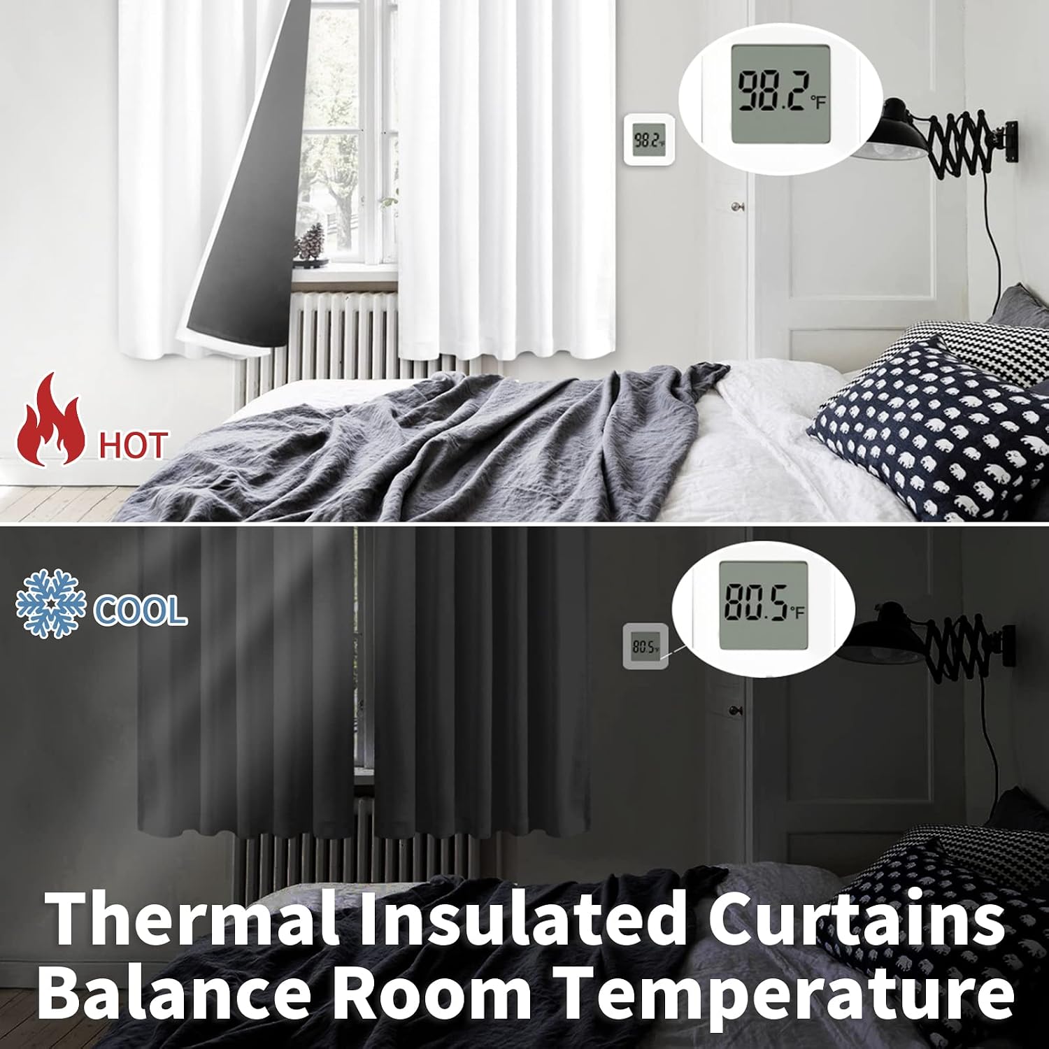 BGment Pure White 100% Blackout Curtains for Bedroom, Black Out Living Room 84 inch Panels with Thermal Liner, Rod Pocket and Back Tab…