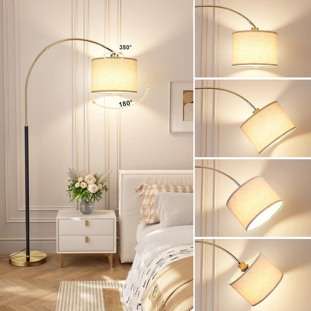 Ambimall Dimmable Arc Floor Lamp with Remote, Color Temperatures and Brightness Adjustable, Arched Floor Lamp with Rotating Head, Over…