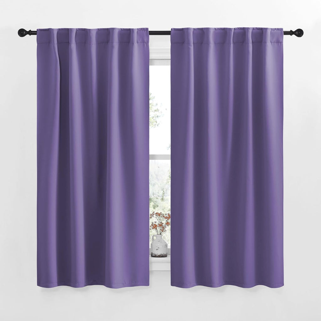 NICETOWN Blackout Curtain Panels for Kitchen - (Lilac Color) 34x63 Inch, 2 Panels Set, Thermal Insulated Room Darkening Blackout…