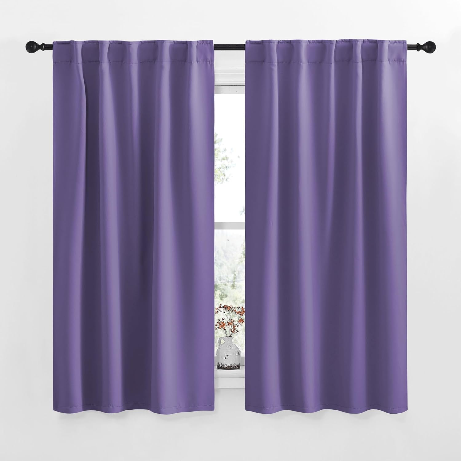 NICETOWN Blackout Curtain Panels for Kitchen - (Lilac Color) 34x63 Inch, 2 Panels Set, Thermal Insulated Room Darkening Blackout…