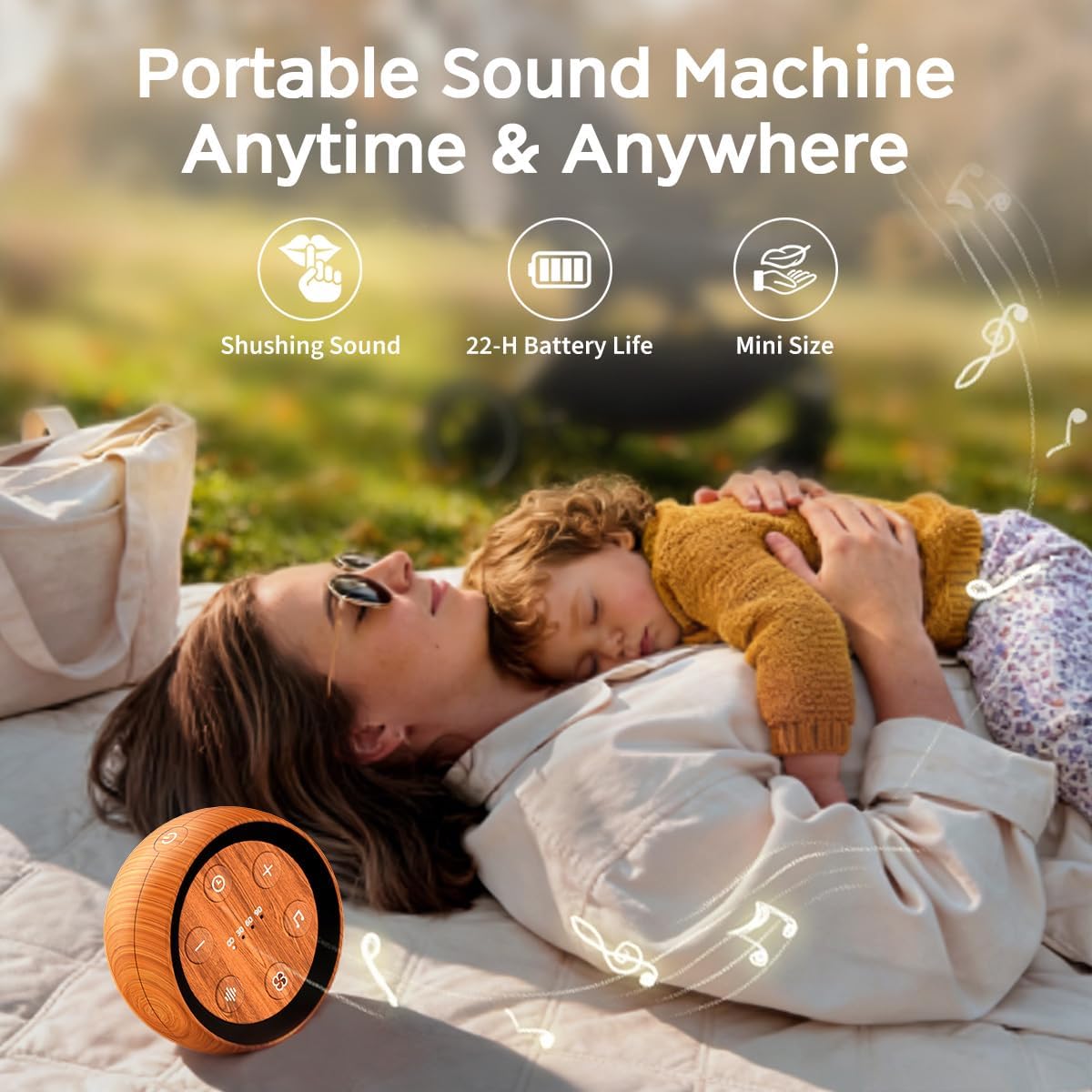 Portable Sound Machine Mini White Noise Machine for Baby Kids Adult with 32 Soothing Sounds 32 Volume Levels Sleep Brown Noise Machine…