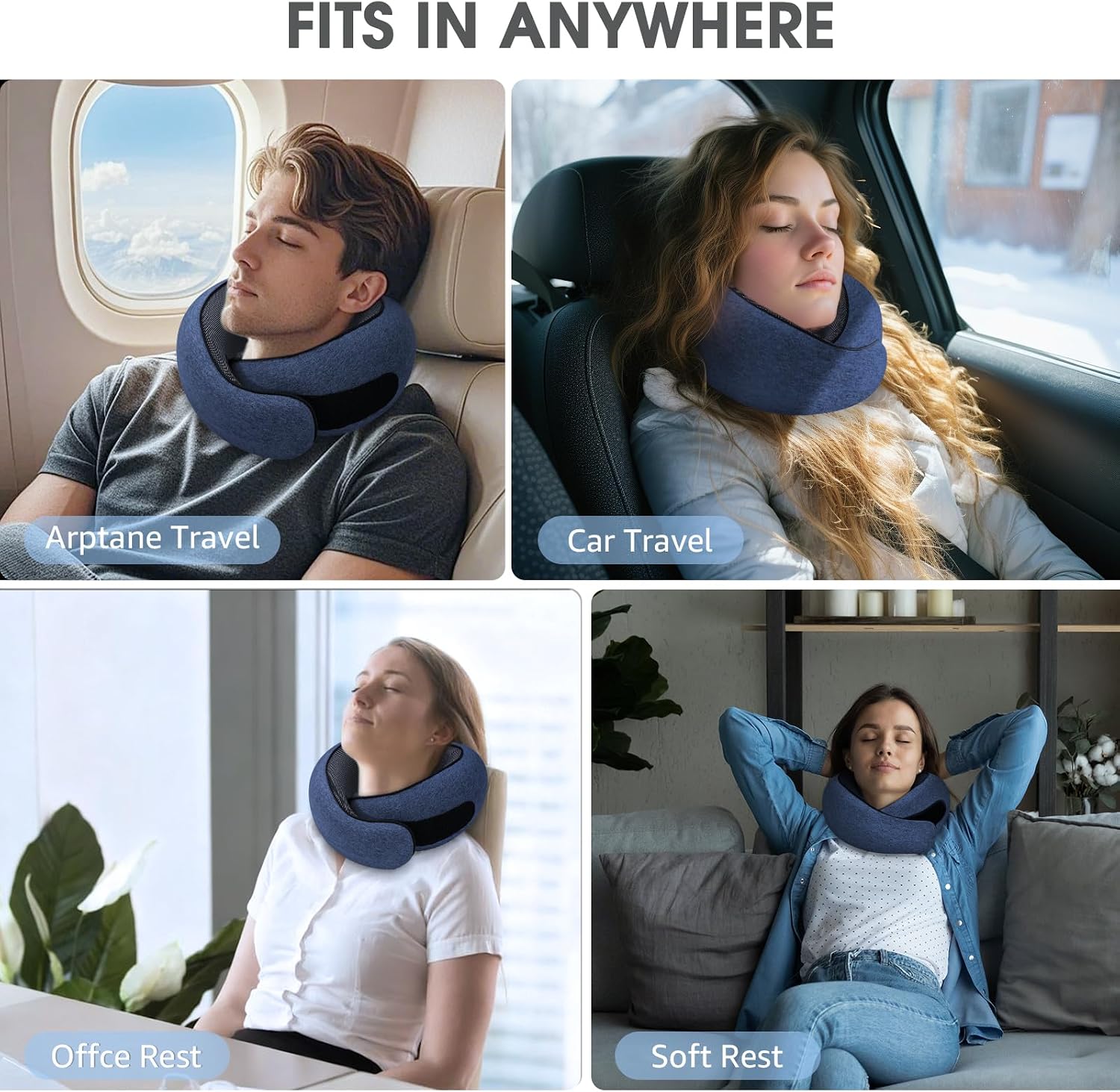 Neck Travel Pillows for Airplanes Memory Foam Neck Comfort Pillow Compact Ergonomic Design Sleeping Essentials for Long Flights Car Rides…