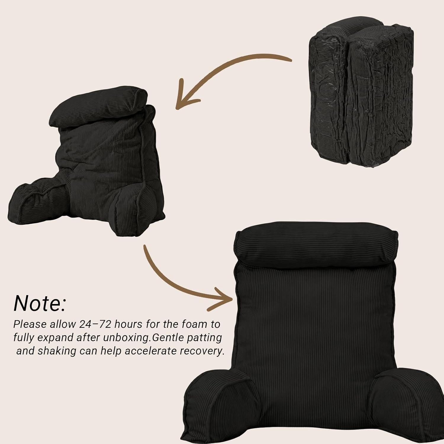 Reading Pillow for Bed with Detachable Neck Roll and Shredded Memory Foam, Back Pillow with Arms for Sitting Up, Washable Bed Rest Pillow…