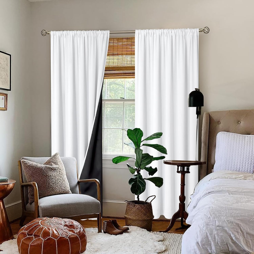 BGment White Blackout Curtains for Living Room 84 Inch Length 2 Panels Set, Full Room Darkening Thermal Insulated Soundproof Privacy…