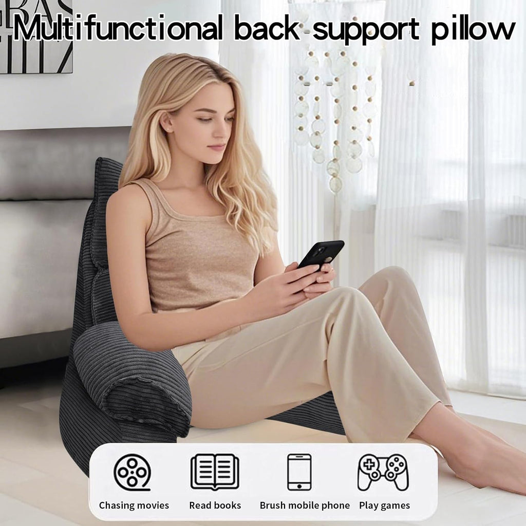 RRPAHWTV Reading Pillow for Bed with High Arm Rests, Back Support Pillow for Sitting Up in Bed with Shredded Memory Foam for Reading, TV…