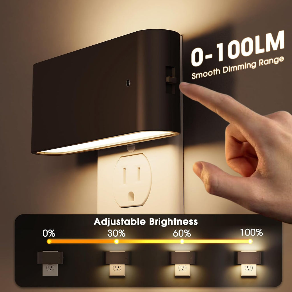 Briignite Night Lights Plug into Wall, 2 Pack, LED Night Light with Dusk to Dawn Light Sensor, Dimmable NightLight Plug in, 3000K Soft…