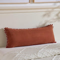 Fancy Homi 1 Pack Rust Long Lumbar Body Decorative Throw Pillow Covers 14x36 Inch with Pom-poms for Couch Sofa Bed, Farmhouse Boho Rustic…