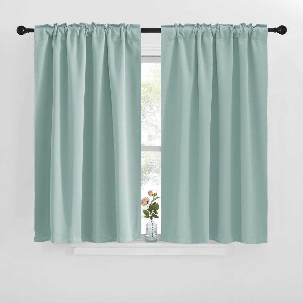 NICETOWN Window Treatment Blackout Curtains and Draperies - (Aqua Blue Color) 42x40 inch, 2 Panels, Room Darkening Blackout Panel Drapes…