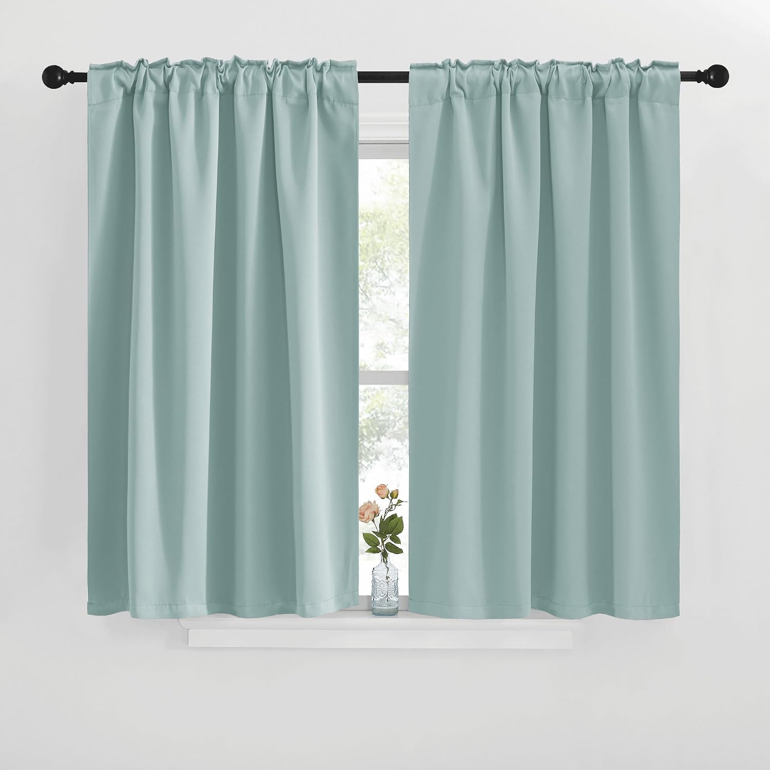 NICETOWN Window Treatment Blackout Curtains and Draperies - (Aqua Blue Color) 42x40 inch, 2 Panels, Room Darkening Blackout Panel Drapes…