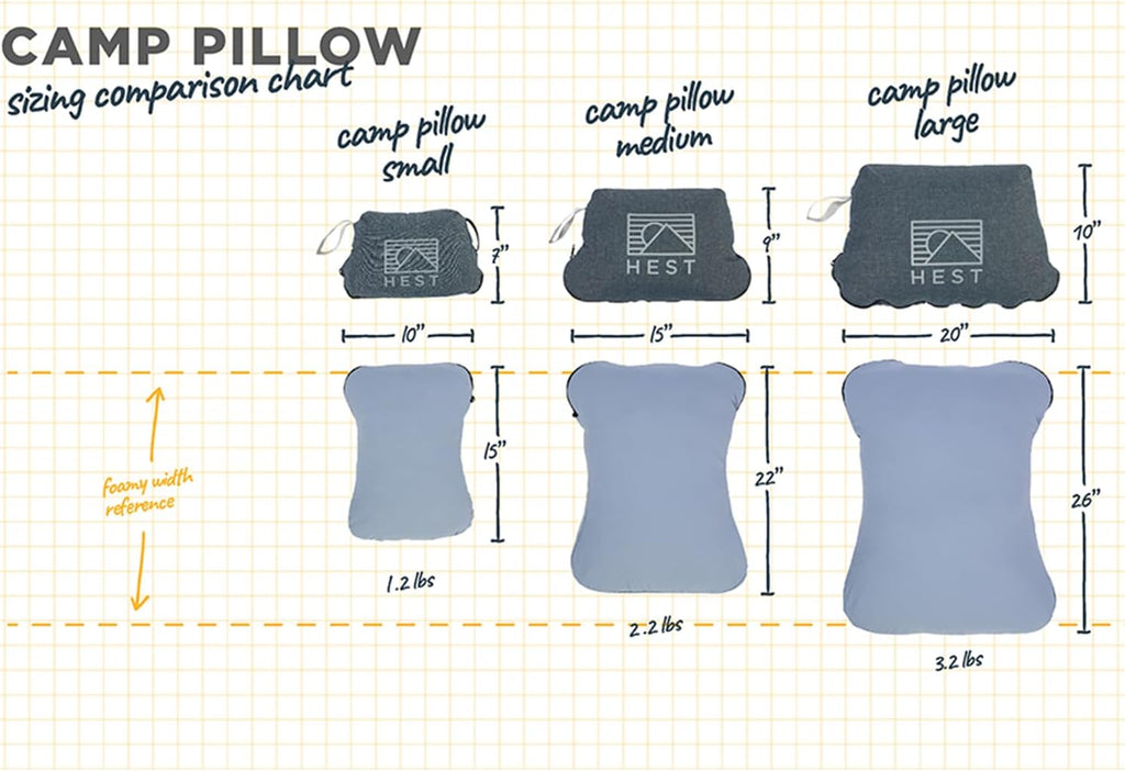 HEST Camp Pillow (Small) - Temperature Resilient Memory Foam - Essential for Camping, Backpacking, and Outdoor Adventures - Compact…