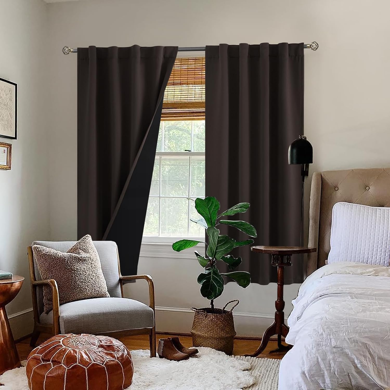 BGment 100% Blackout Heavy Thermal Curtains 63 Inch Length for Winter Insulated, Noise Reducing Rod Pocket and Back Tab Double Layer Room…