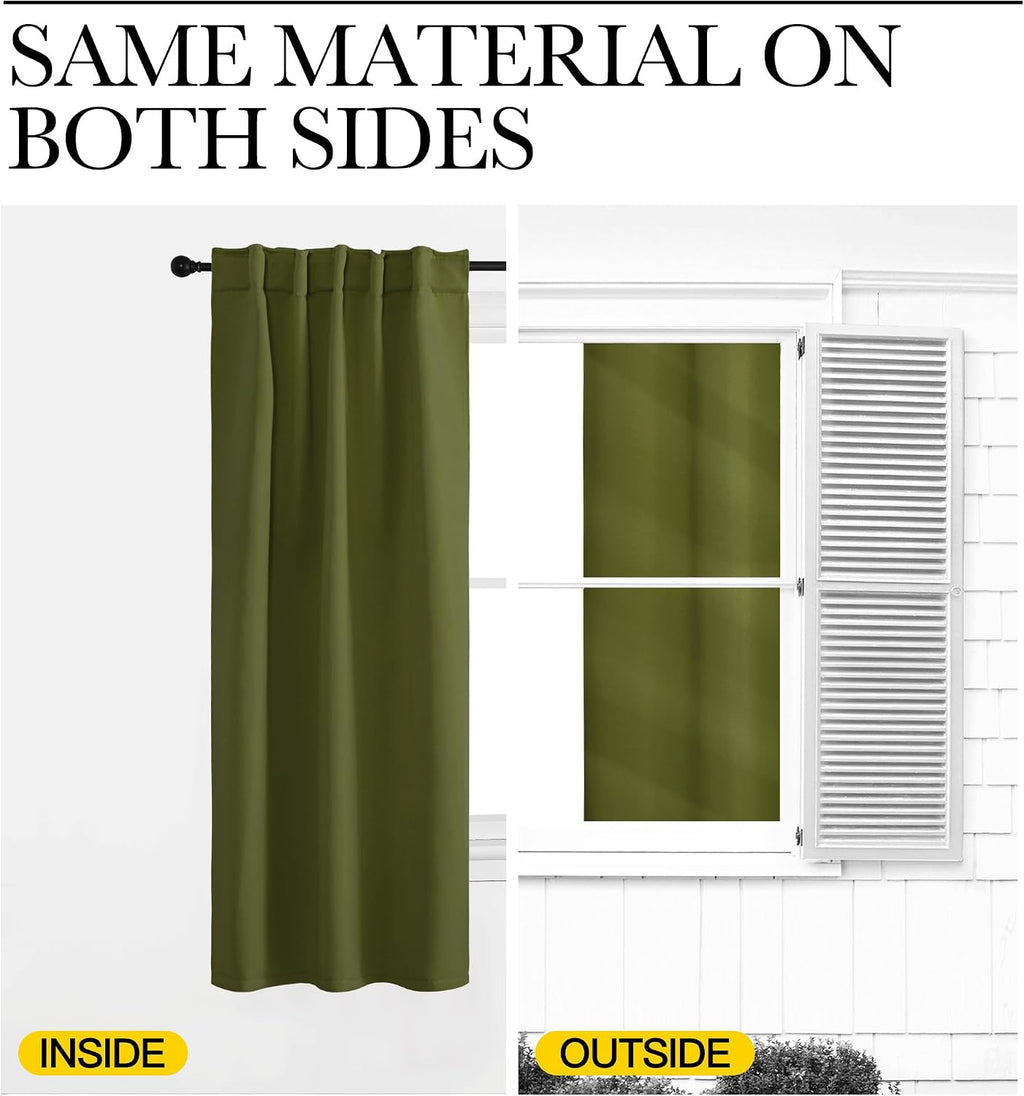 NICETOWN Blackout Curtain Panels for Living Room - (Olive Green Color) 42x63 Inch, 2 Panels Set, Thermal Insulated Room Darkening…