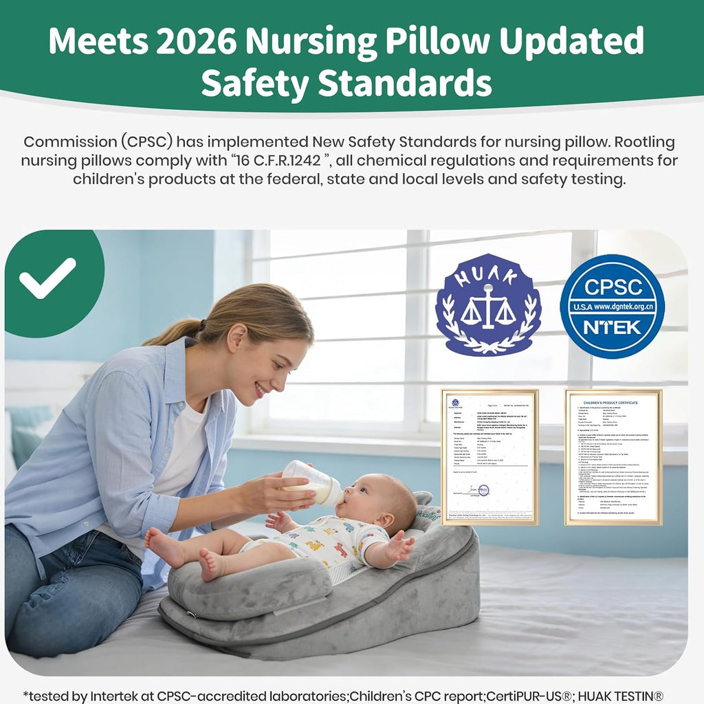 Rootling Baby Feeding Pillow, Anti Overflow Feeding Pillow for Reducing Spit-Up, Safety Nursing Pillow, Baby Lounger Reflux Wedge…