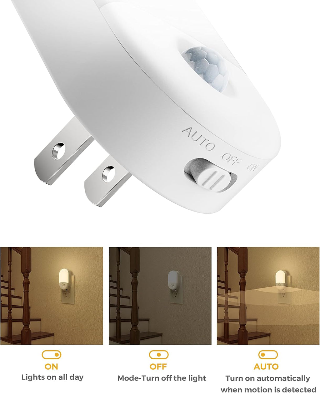 L LOHAS LED Motion Sensor Night Light, Motion Activated Night Light, 4Pack, 3000K Warm White, Night Lights Plug into Wall Motion Sensor…