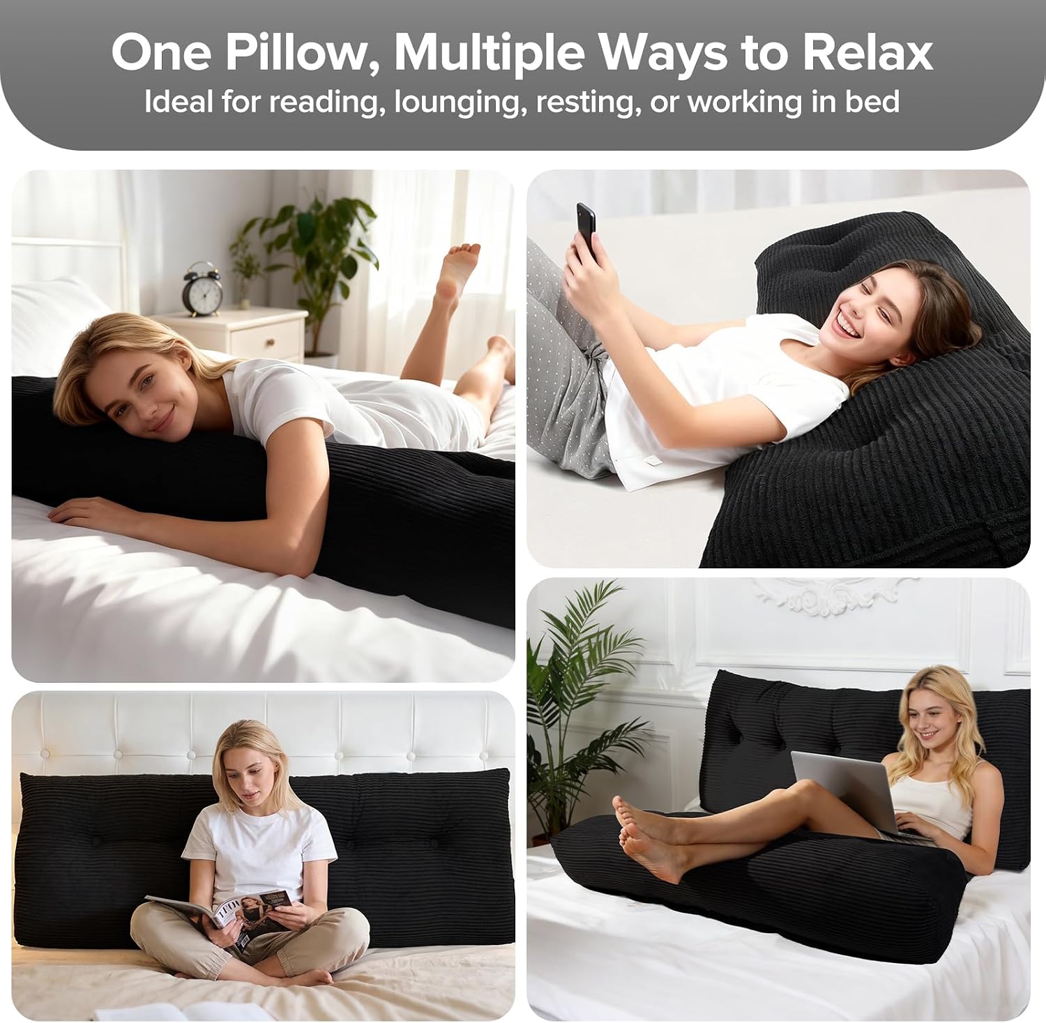 Royal Choice Headboard Pillow for Sitting Up in Bed, King Size Backrest Triangle Reading Pillow for Daybed, Supportive Bed Back Pillow for…