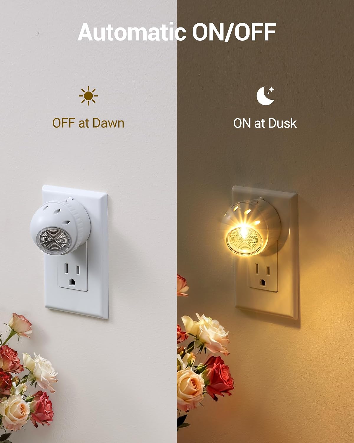 DEWENWILS Plug in Night Lights into Wall, Dusk to Dawn Sensor, 360° Rotating LED Nightlights for Kids, Adults, Bedroom, Hallway…