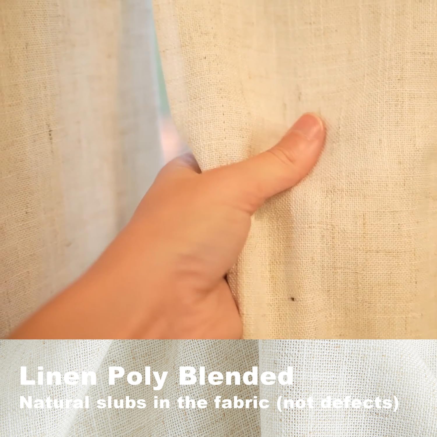 VisionHome Vision Home Natural Pinch Pleated Full Blackout Curtains Linen Blended Room Darkening Window Curtains 90 inch for Living Room Be…