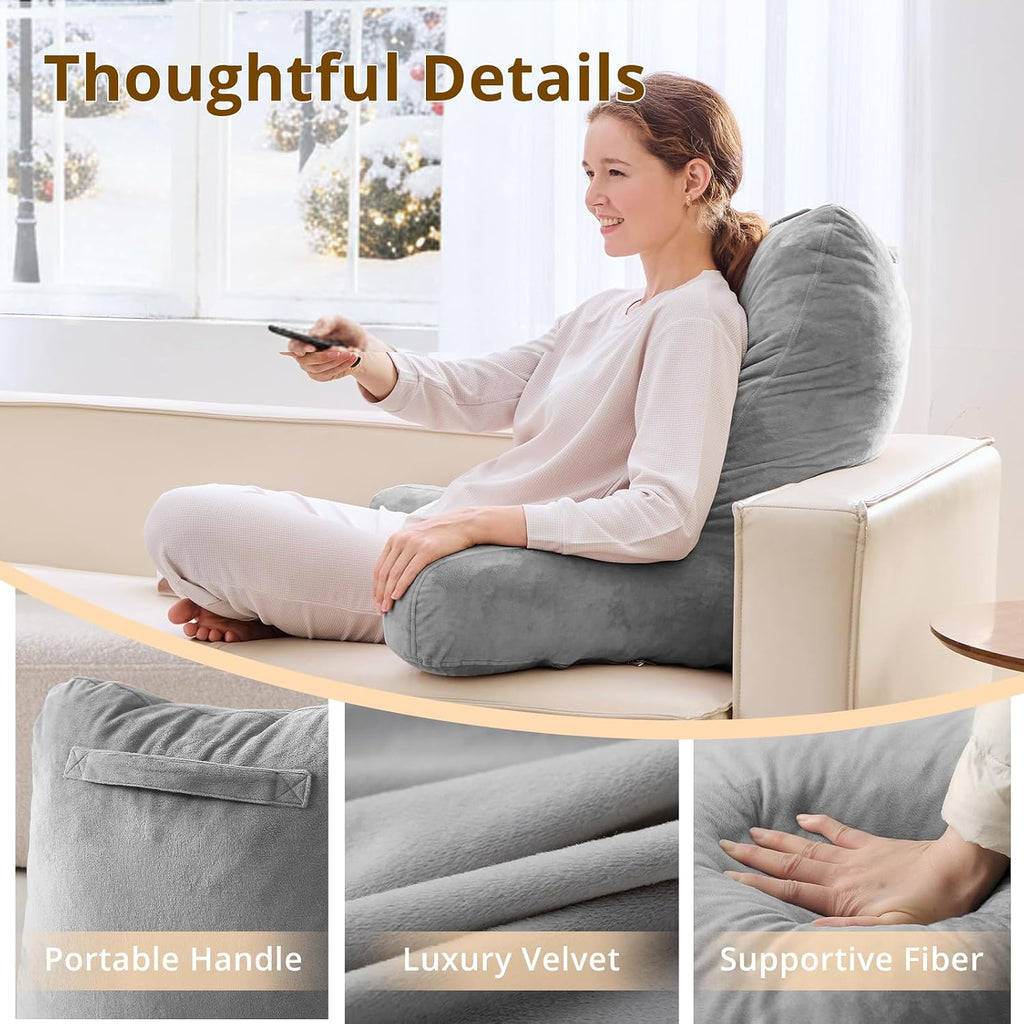 Sasttie 25-inch Reading Pillows for Sitting in Bed Adult, Jumbo Velvet Back Pillow Bed Sitting Up, XL High Back-Rest Support Cushion for…